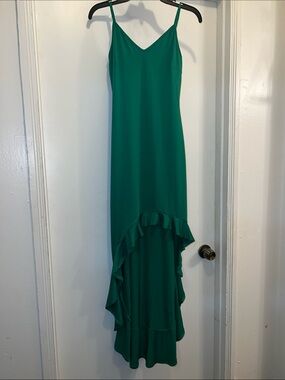 Absolutely Emerald Green Ruffle Hem Slip Dress